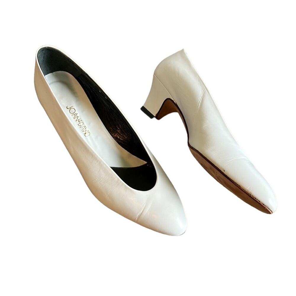 Joan & David White Leather Low Heel Pumps